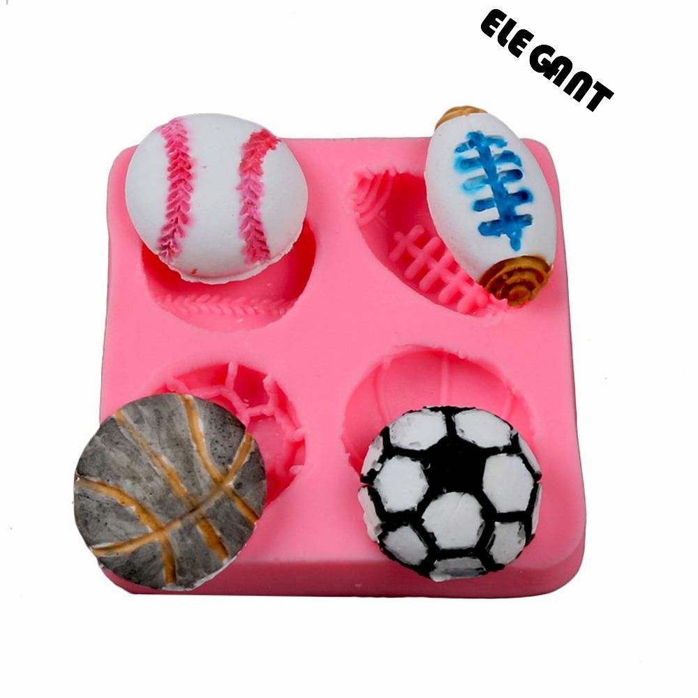 [Elegan] Cetakan Fondant DIY Sabun Rugby Lilin Baseball Basket Sepak Bola Pembuatan Coklat