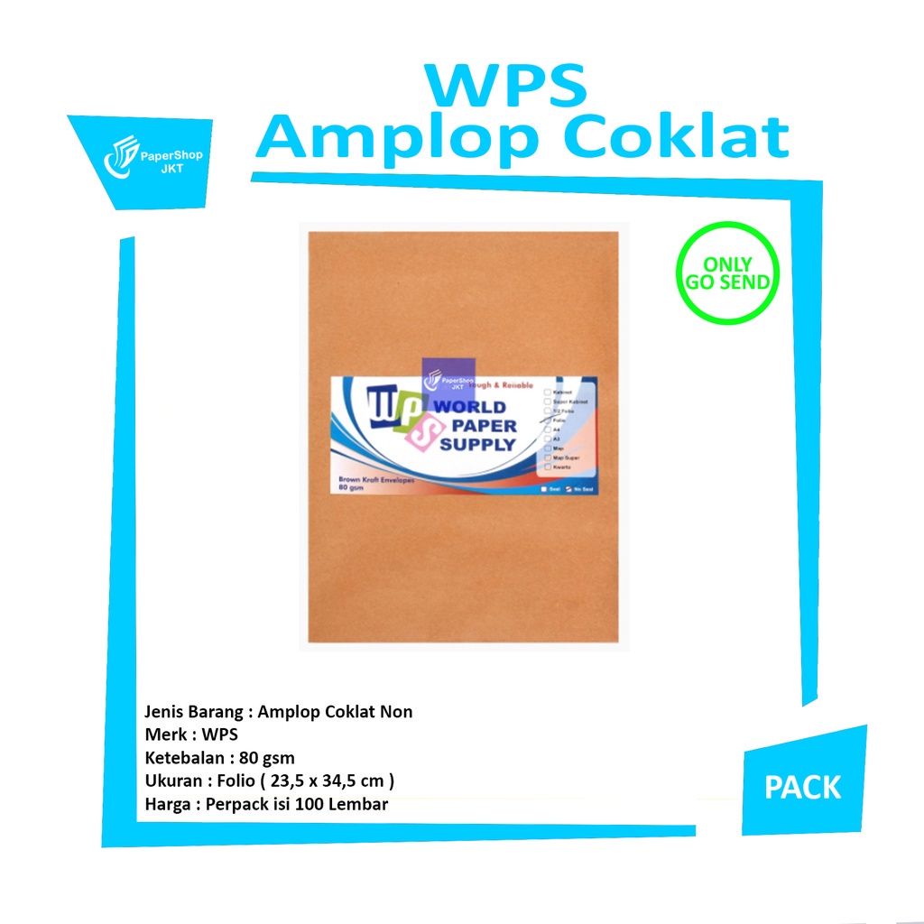 

WPS - Amplop Coklat Ukuran Folio - Pack - GOGRAB