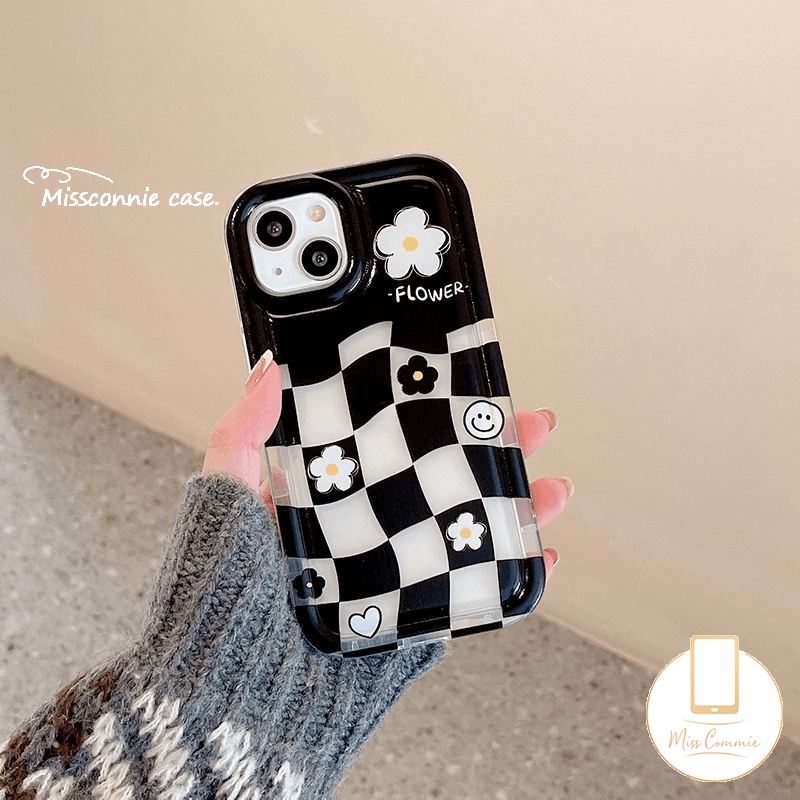 IPHONE Bunga Segar Daisy Pola Tidak Teratur Case Kompatibel Untuk Iphone7 8 6S 6plus11 XR 11 13 12 14 Pro MAX X XS MAX SE 2020love Heart Lucky Smile Shockproof Airbag Soft Case