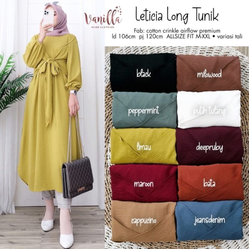 LETICIA LONG TUNIK ORI BY VANILLA | Cotton Crinkle Airflow