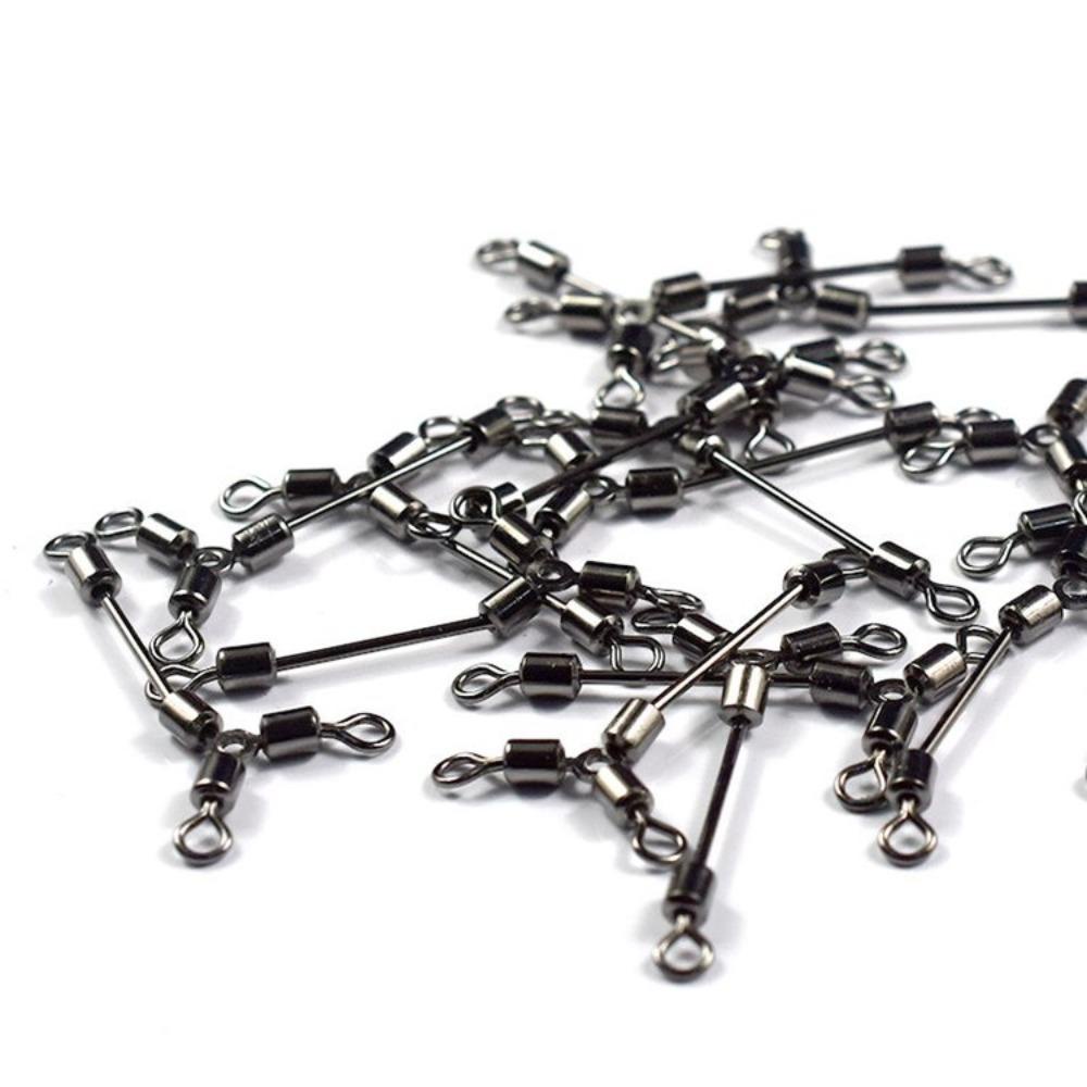 AUGUSTINA Augustina Memancing Barel Putar Aksesoris Memancing 3 Arah 8bentuk Berputar Cincin Memancing Konektor Memancing Barel Putar Konektor Kaki Panjang Long Leg Fishing Swivels