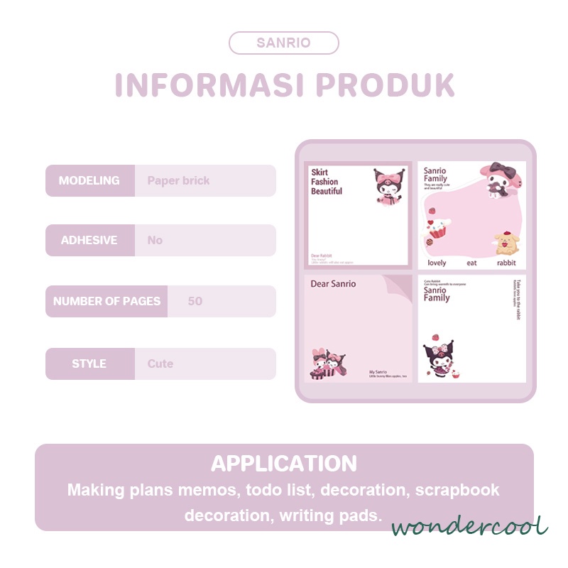 Sticky Note Buku catatan buku catatan siswa yang dapat disobek catatan tempel dekoratif-Won