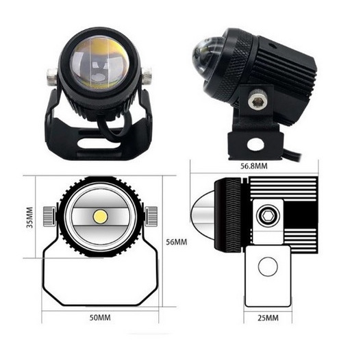 Lampu TEMBAK D2 Laser Mobil Motor 20watt 2 warna led mini putih kuning sorot hi low high bijian