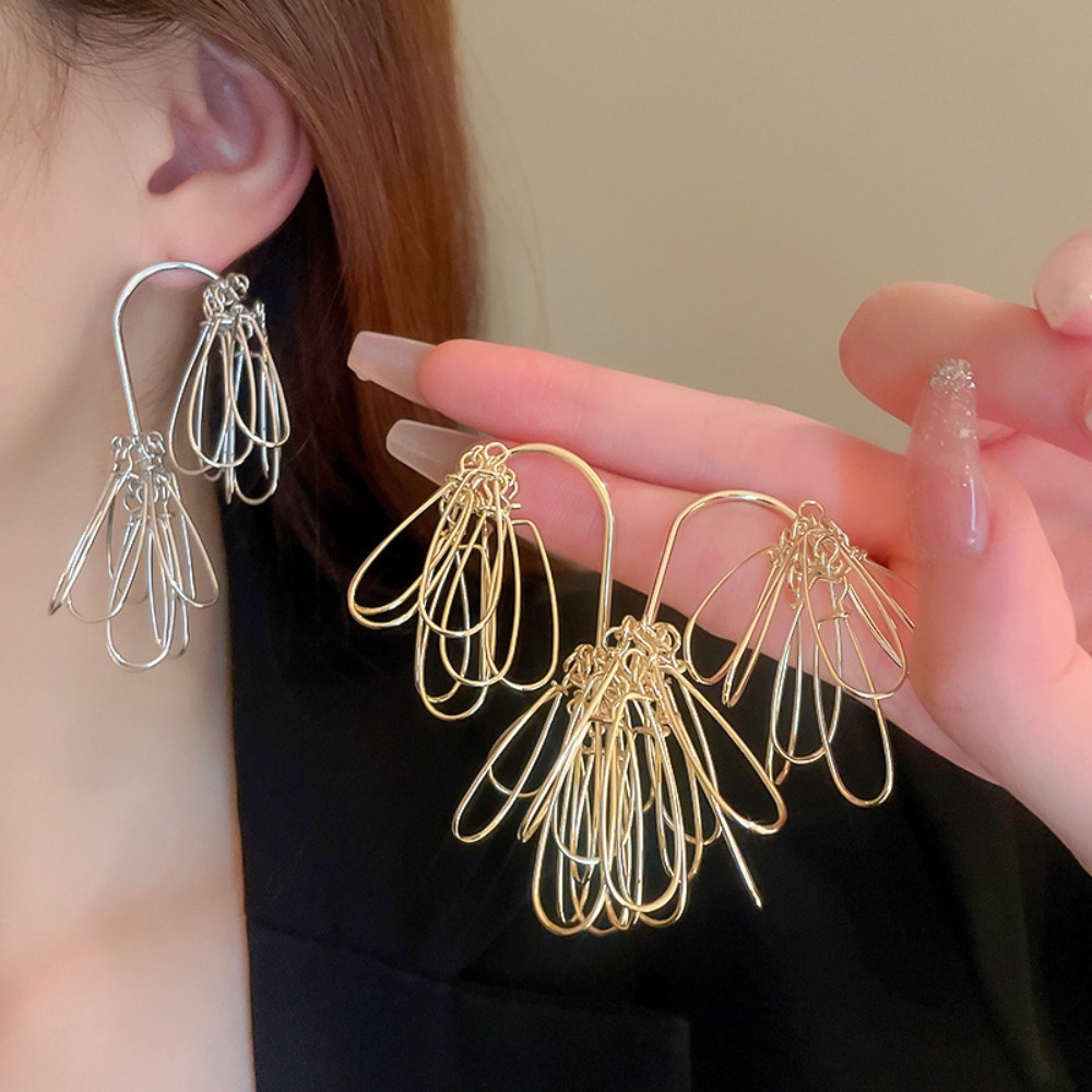 Deartiara Eropa Dan Amerika Niche Double Ended Pine Needle Tassel Earrings, Anting Pribadi Yang Modis Dan Berlebihan