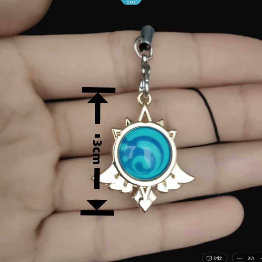 Genesis Impact Cute Keychain God's Eye Mobile Phone Charm Dekorasi Kaca Charm Handphone Pyro Anemo Kecil [ZK]