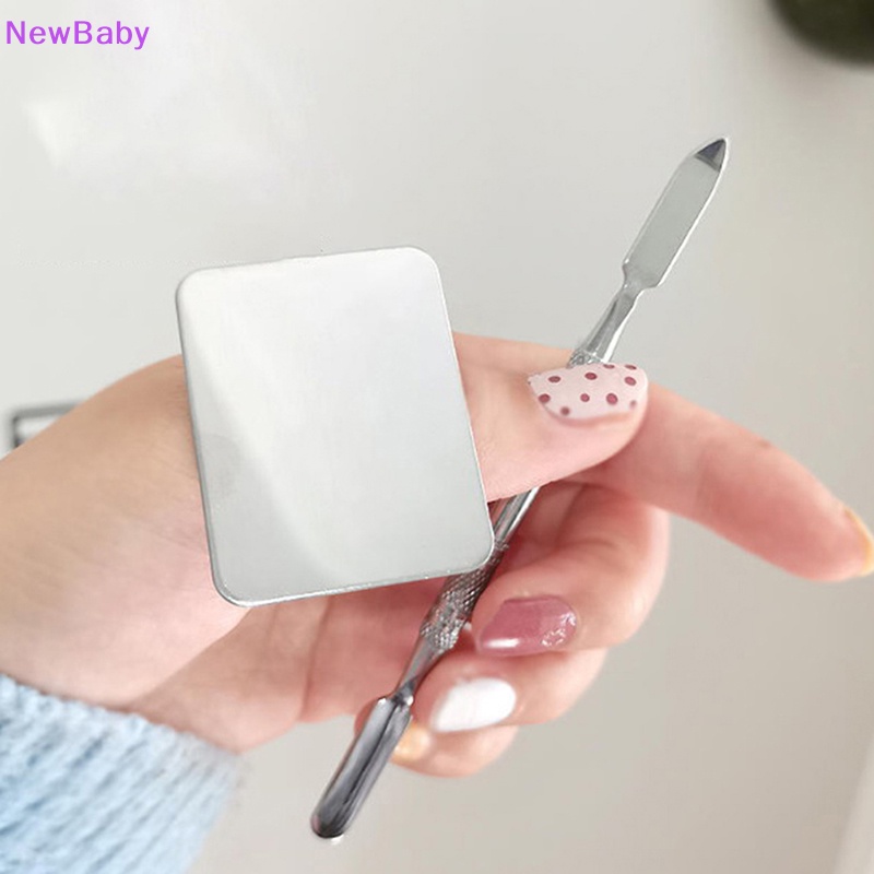 Newbaby Spatula Kepala Ganda Stainless Steel Mixing Stick Foundation Pencampuran Alat Make Up ID