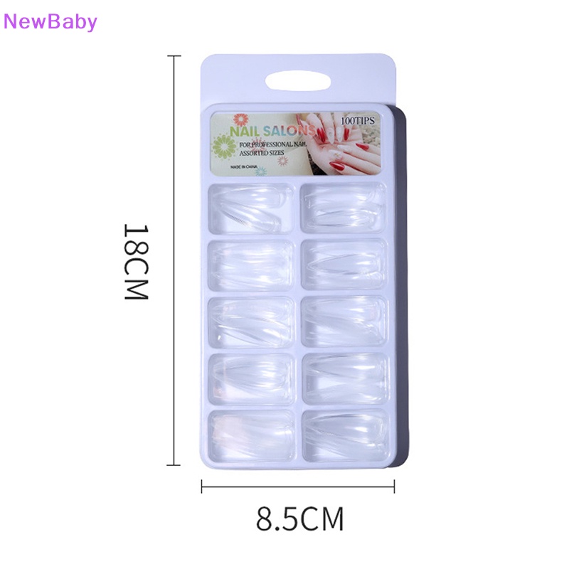 Newbaby 1kotak Keranda Transparan Kuku Palsu Bening Balet Keranda Almond Fake Nails Tips ID