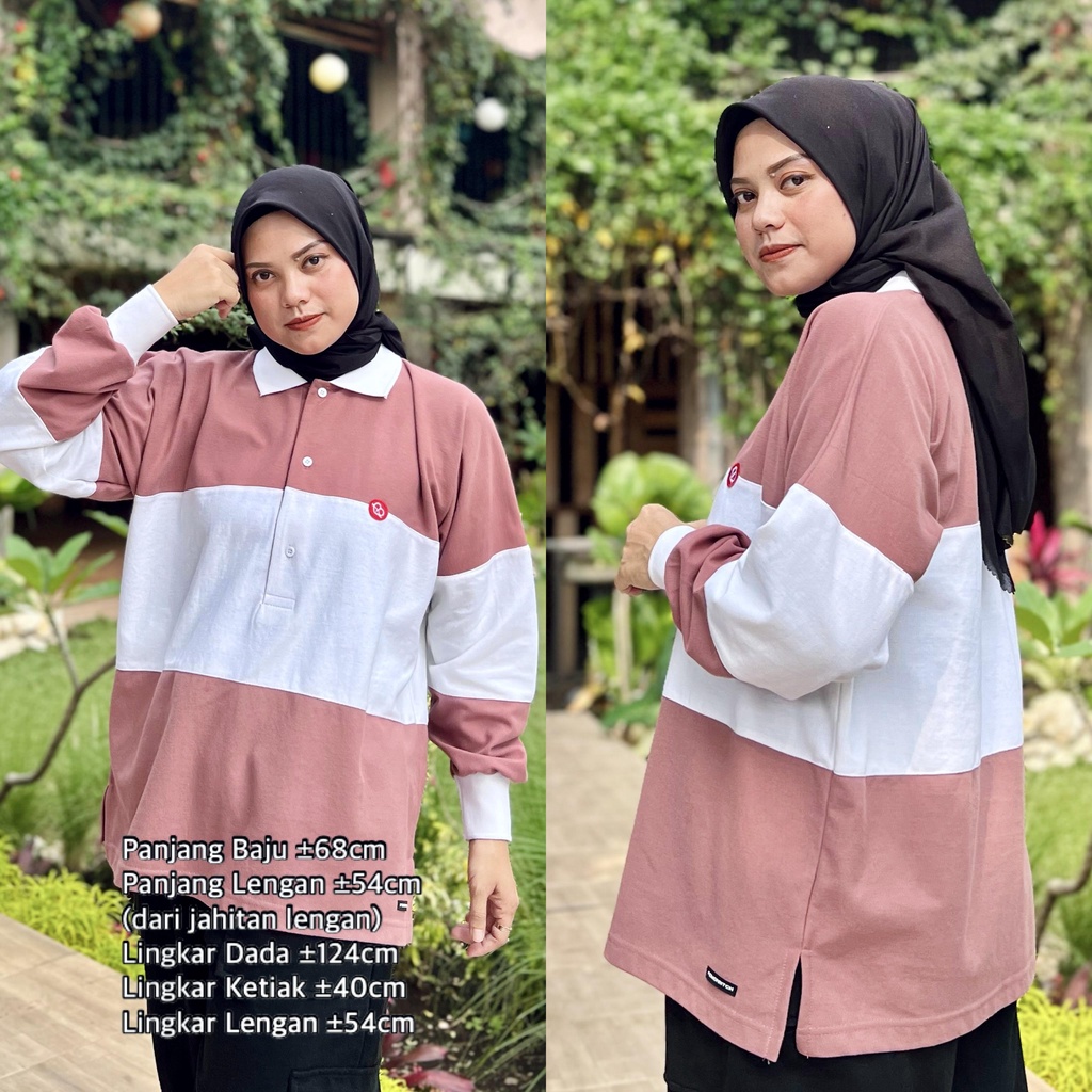 Polo Rugby Shirt Oversize Busui Friendly Top Hijab Friendly