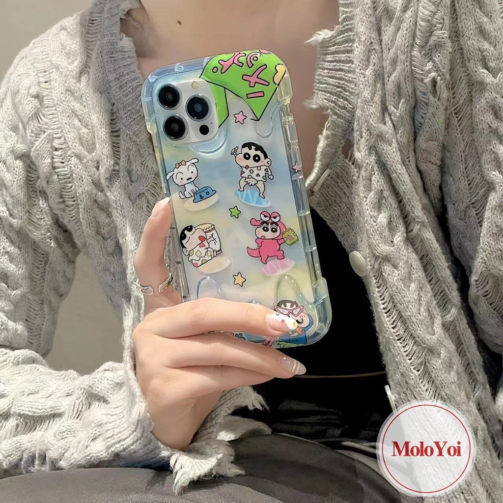 3d Ice Cream Kartun Crayon Shin-chan Case Kompatibel Untuk IPhone XR XS X Max11 13 14 12 Pro Max 7plus8 7 Plus SE 2020lucu Hello Kitty Pochacco Kuromi Lembut TPU Cover