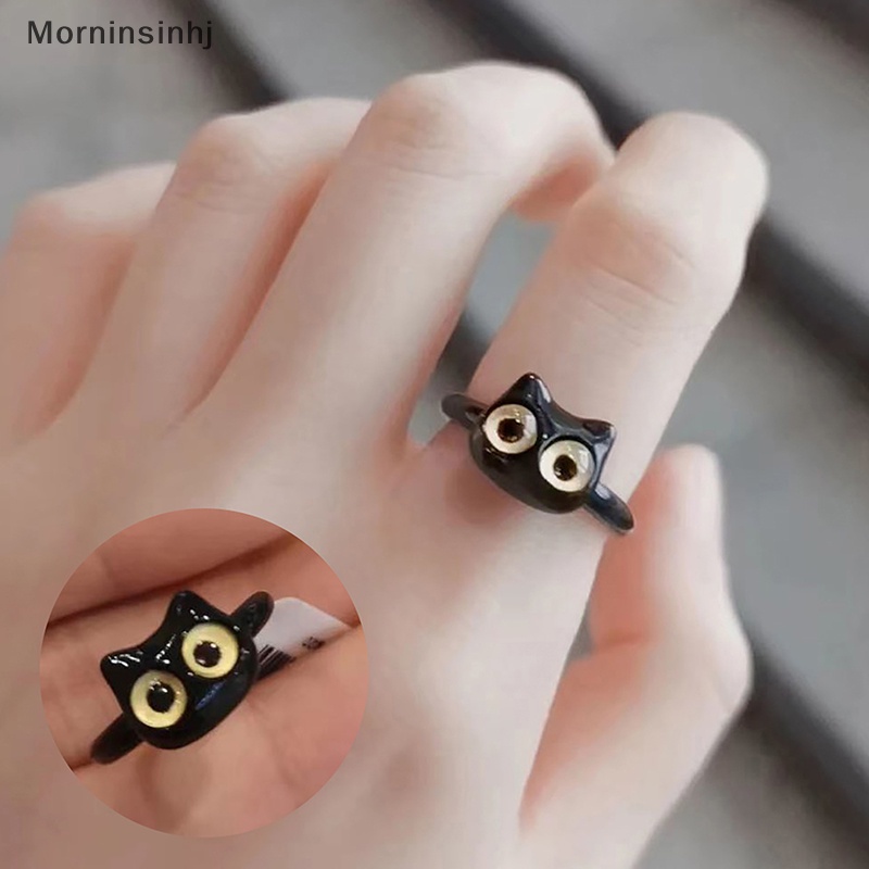 Mornin Gaya Lucu Fashion Mata Kucing Manis Pasangan Jari Cincin Kelinci Hewan Pembukaan Adjustable Aksesoris Cincin Untuk Wanita Perhiasan Hadiah id