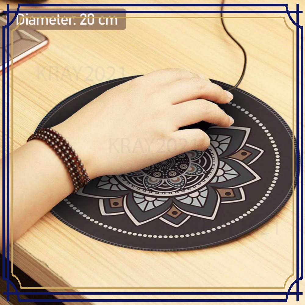 Mouse Pad Bulat Anti Slip Vintage Bohemian 200mm KP912