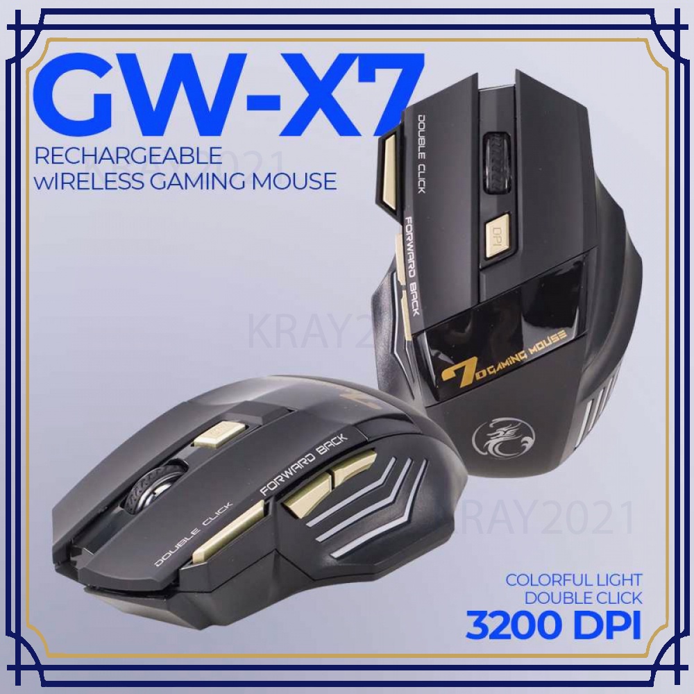 Wireless Gaming Mouse Ergonomic RGB Rechargeable 3200 DPI MS256