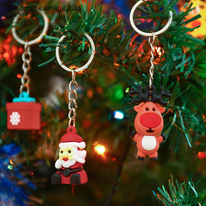 (drea) Baru Gantungan Kunci Kreatif Liontin Kartun Santa Claus Elk Snowman Gantungan Kunci 3D Boneka Gantungan Kunci Tahun Baru Dekorasi Fashion Xmas Key Ring //