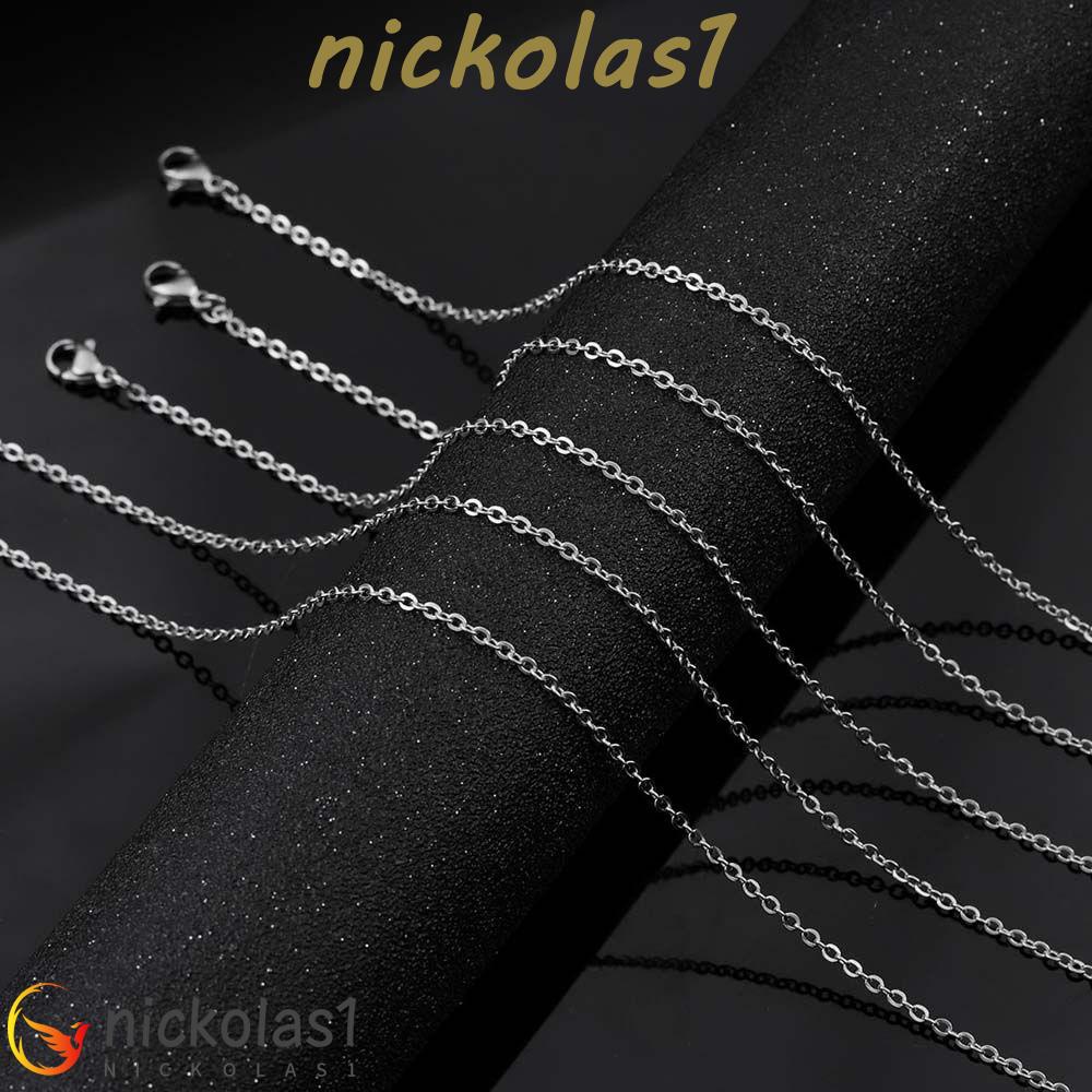 Nickolas1 Rantai Komponen 10pcs/lot Simple Bahan Aksesoris Stainless Steel Warna Emas Perak Dengan Lobster Clasp Kalung Temuan Perhiasan
