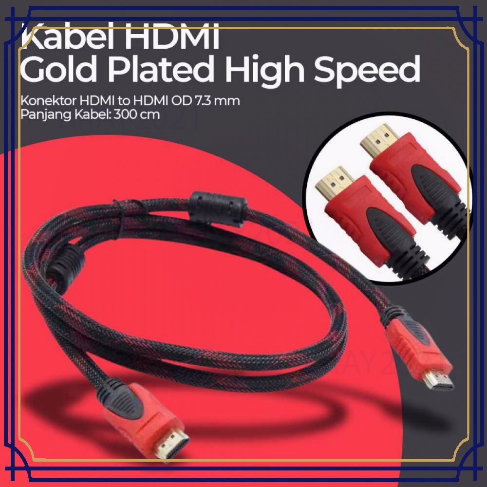 Kabel HDMI Gold Plated High Speed OD7.3mm 1080P 3 Meter - SHH11