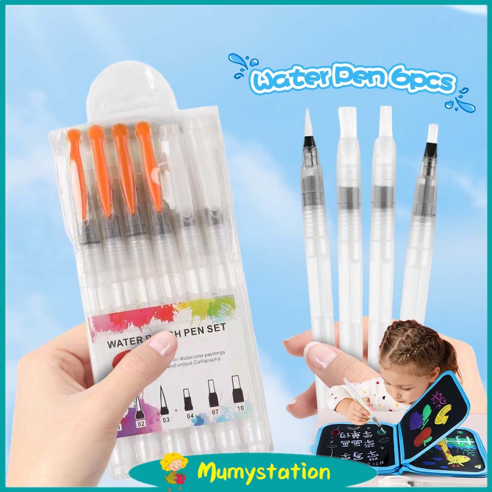 Mumystation Water Pen Set Kuas Untuk Cat Air Water Brush Pen (Isi 6)