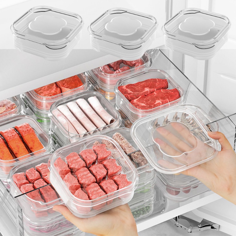 [Unggulan] Alat Penyimpanan Barang Praktis/Kotak Pengawet Daging Beku Tahan Panas Sealed Storage Case/Veggie Fruit Fresh-keeping Bin/Wadah Berpendingin Makanan