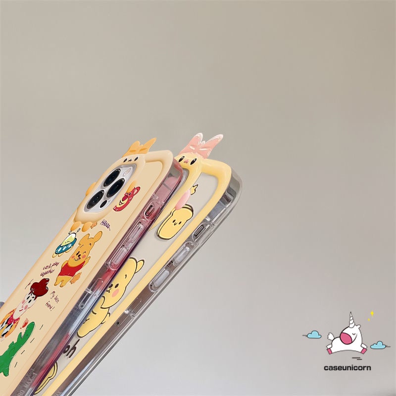 Kartun Winnie Case Dinosaurus Kecil Kompatibel Untuk iPhone Xr7 8 6 6s Plus 11 13 12 14 Pro Max XS Max X SE 2020lucu Doodle Bear Toy Story Woody 3D Ikatan Simpul Monster Lens Soft Case