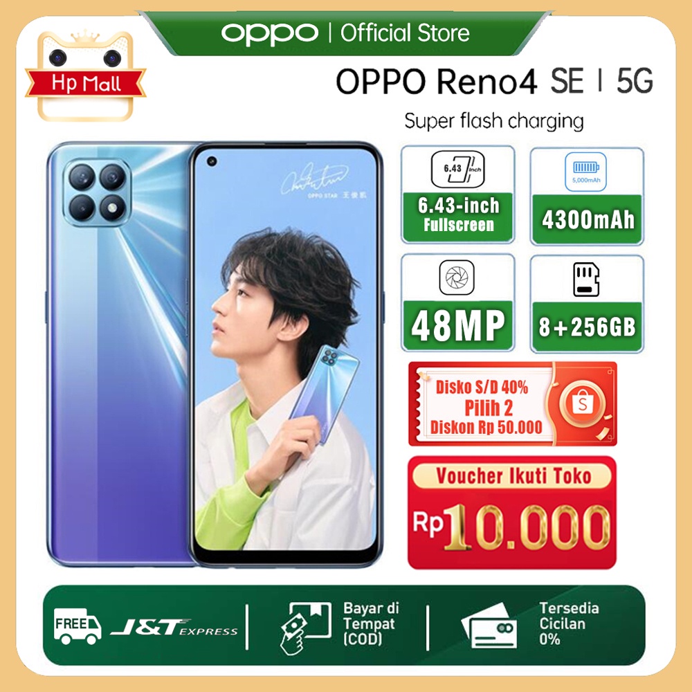 5G hp murah oppo Reno4SE RAM 8GB/ 256GB 6.43 inch baru SmartPhones handphone