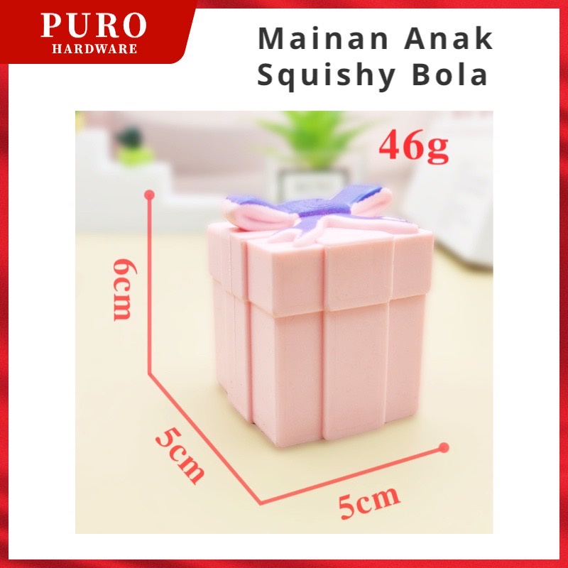 Mainan Anak Squishy Joy Ball / Mainan Remas Squeshy Bentuk Kado Hello Kitty