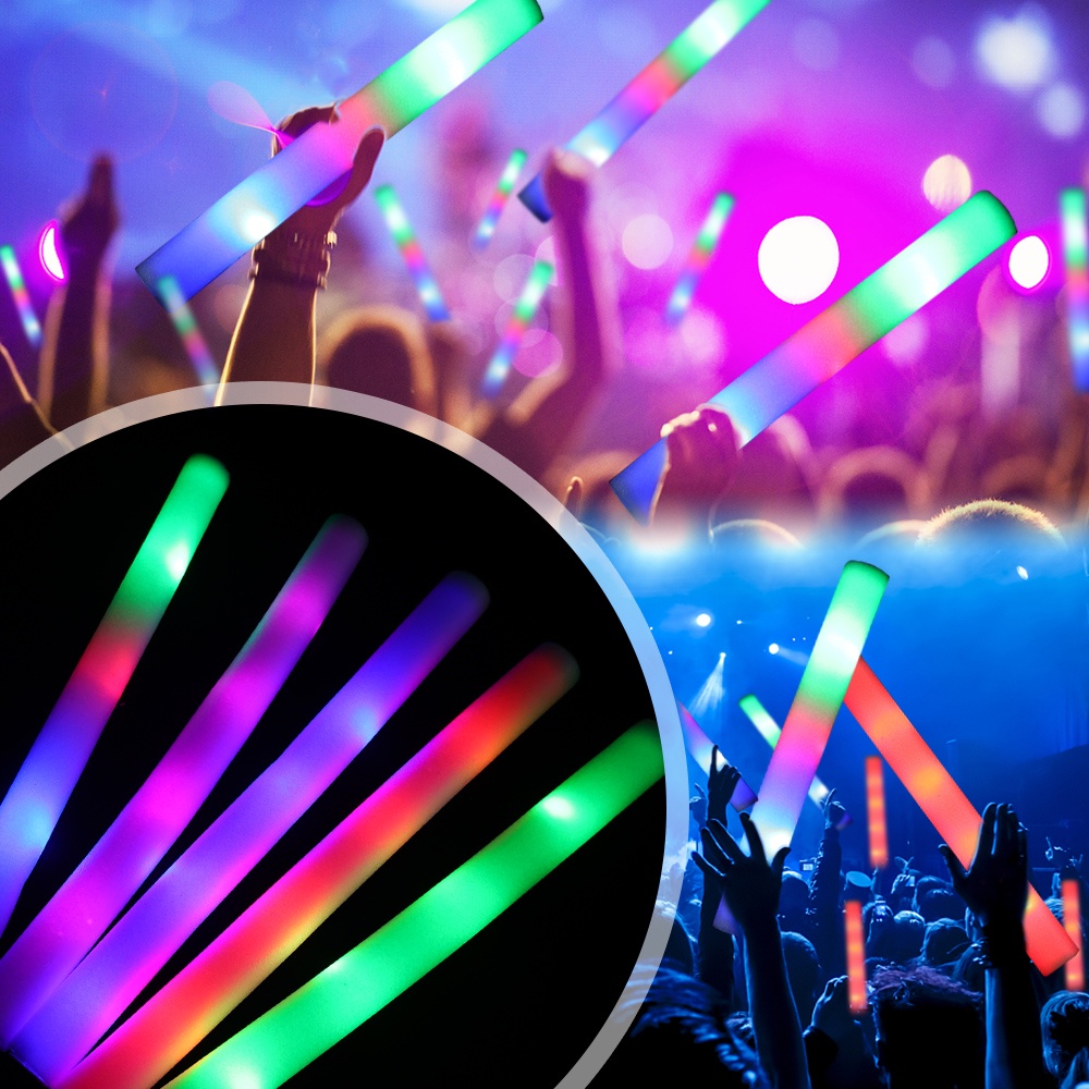 Led Foam Cheer Tube/Stik Lampu Kedip Ceria Pesta/Tiang Lampu Tongkat Spons Multicolor/Glow Sticks Warna Warni/Glow in the Dark Light Props Suasana Konser