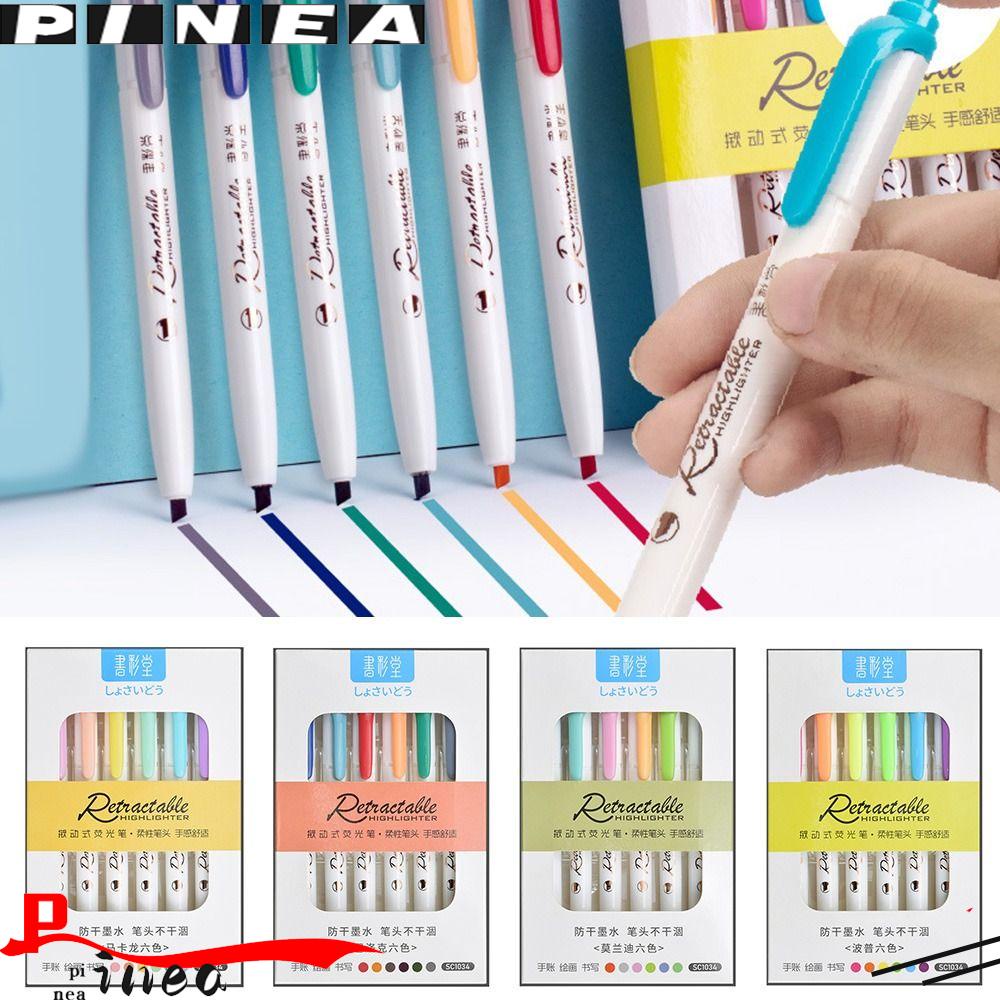 Nanas 6PCS /Set Stabilo Pen Set Warna Permen Kreatif Alat Tulis Menggambar Graffiti Alat Tulis Color Pen