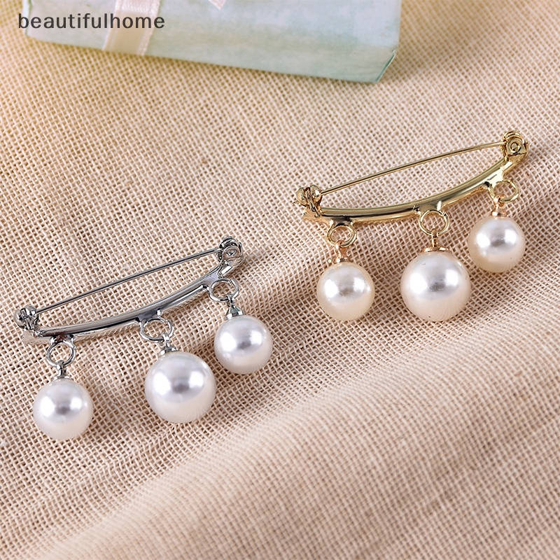 {beautifulhome} Mutiara Tali Tetap Pesona Pin Pengaman Bros Sweater Cardigan Klip Rantai Bros.