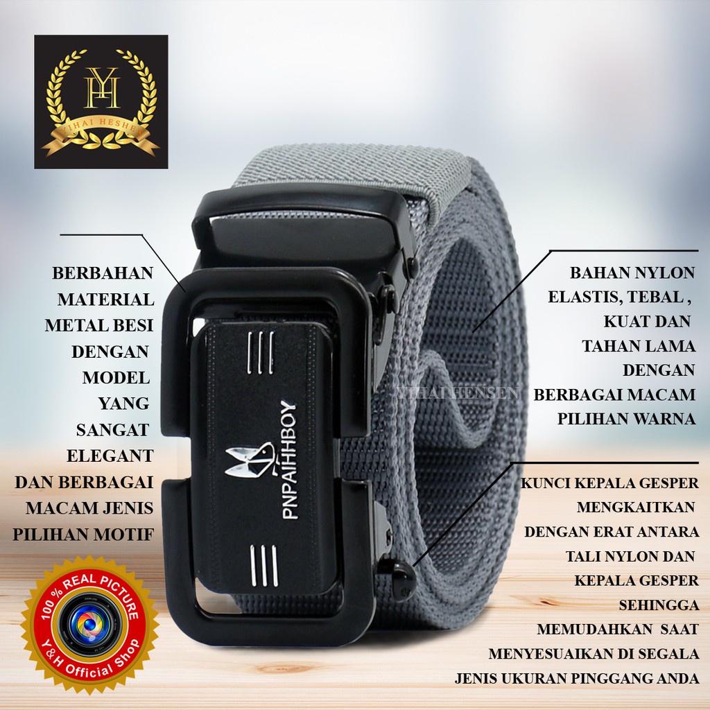 Ikat Pinggang Pria Canvas Nylon Belt Nylon Canvas Sabuk Pria Nylon Kepala Logam Besi -YH046