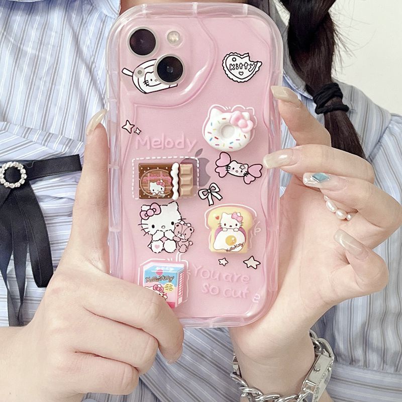 3D Hand Made Diy Candy Pink Kitty Clear Soft Case iPhone 11 12 13 14 Pro Max New Puff Casing Apple for women girls Gift