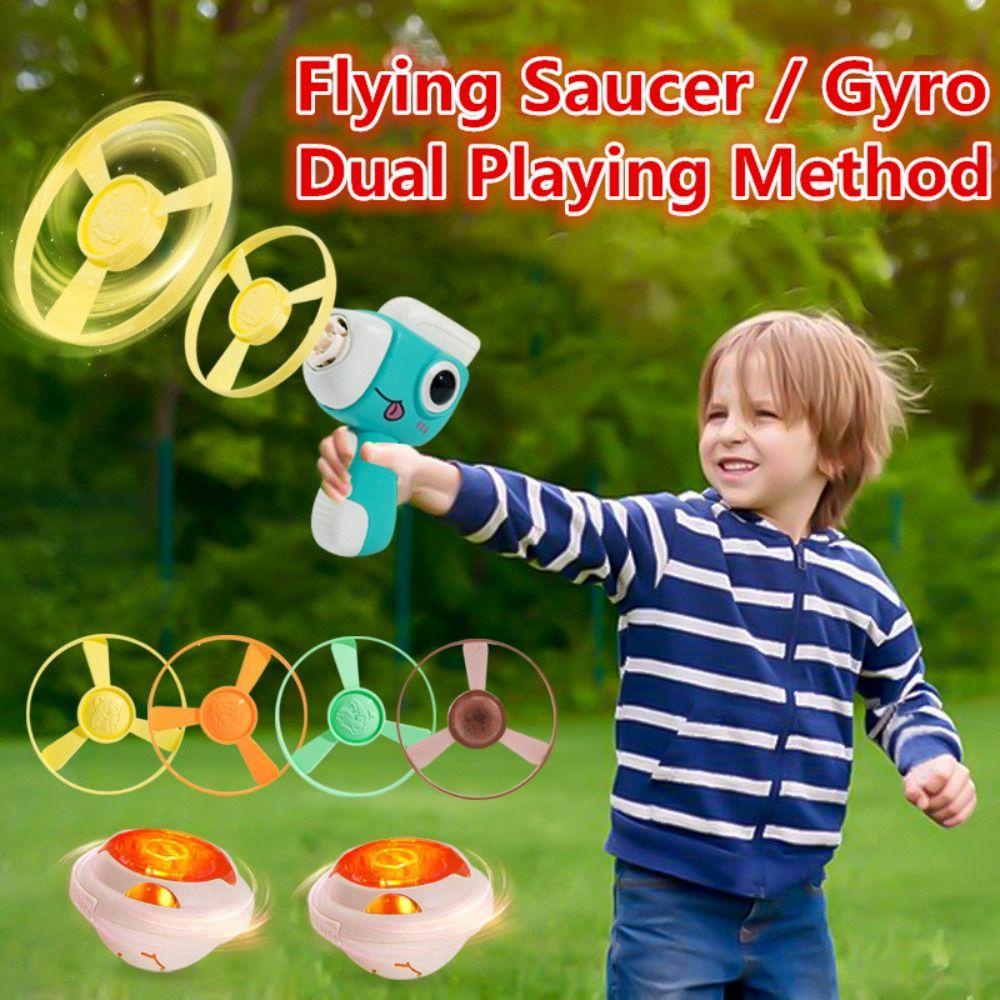 Needway Dinosaurus Terbang Gyro Flying Toys Mainan Disc LED Kedip Berputar Gyro Kartun Dinosaurus Mainan Permainan Interaktif Mainan Spinner Terbang Untuk Olahraga Luar Ruangan