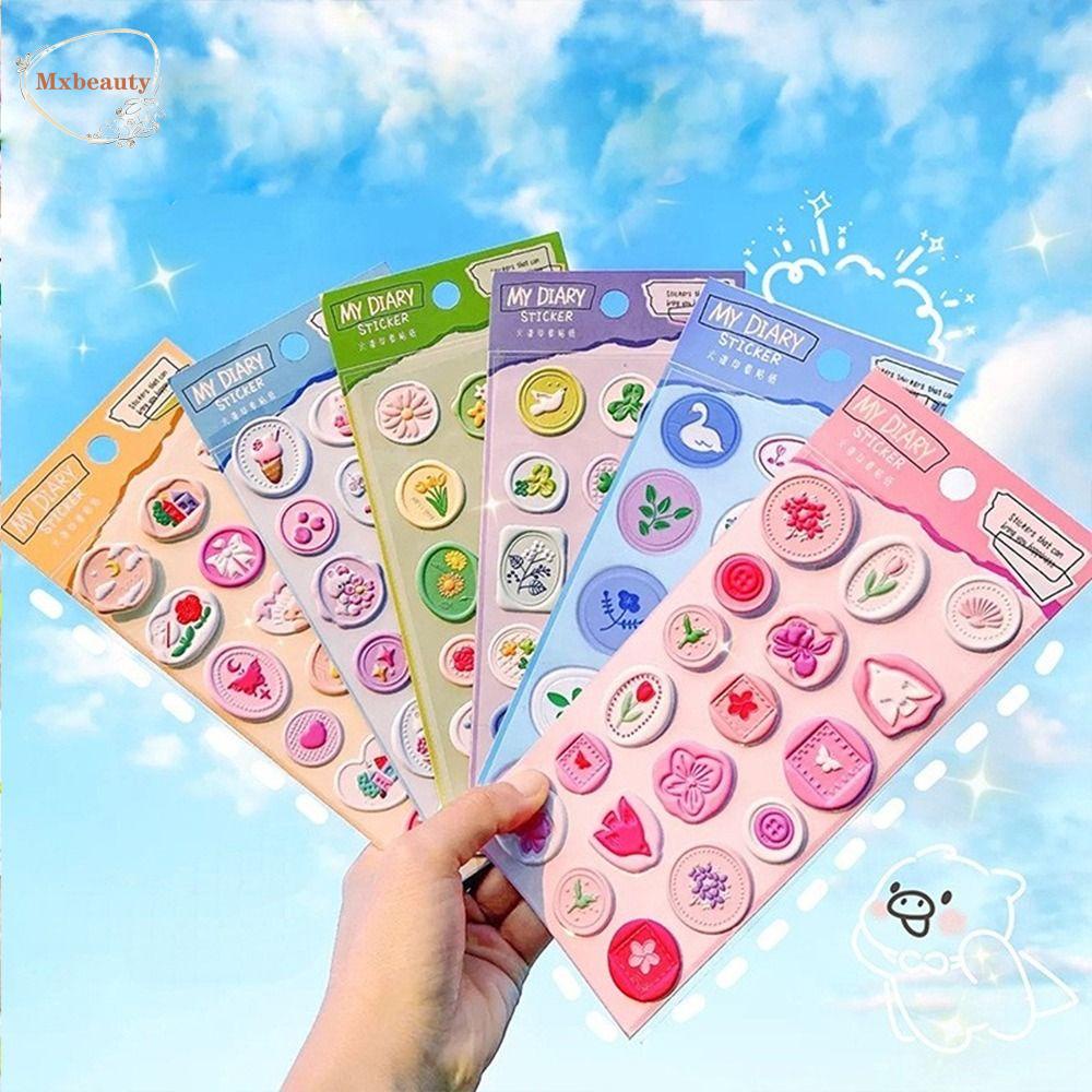 Mxbeauty Segel Lilin Cap Stiker Aesthetic 6model Scrapbooking Siswa Alat Tulis Perekat Diary Stiker