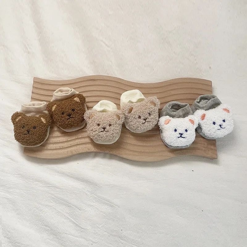 (Pimenova) Kaos kaki bayi bear 3D socks baby socks 3D kaos kaki boneka baby bear socks softcotton antislip