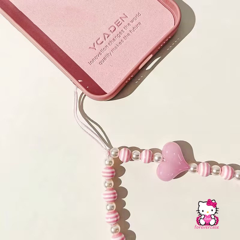 Pesona Hati Kupu-Kupu Rantai Ponsel Untuk Wanita Gadis Telepon Pesona Tali Hitam Akrilik Mutiara Manik-Manik Lanyard Perhiasan Hadiah