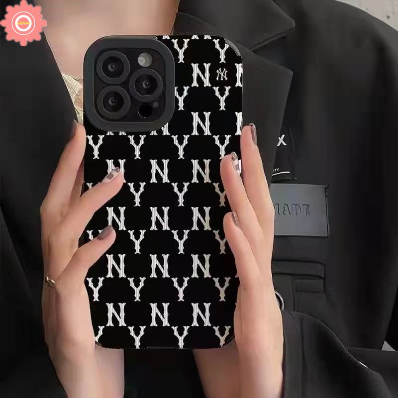 Trendy Merek NY Mewah Tekstur Kulit Case Kompatibel Untuk iPhone 7Plus 8Plus 11 14 12 13 Pro MAX 7 8 Plus XR X XS MAX Silicon Tpu Lembut Shockproof Phone Cover