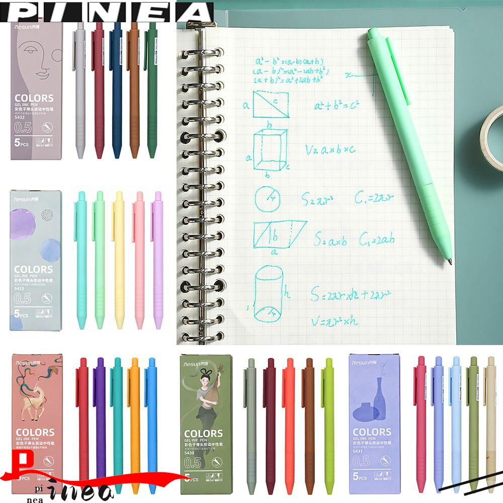 Nanas 5PCS /Box Gel Pulpen Mutil-styles Alat Tulis Tinta Warna Signature Pen