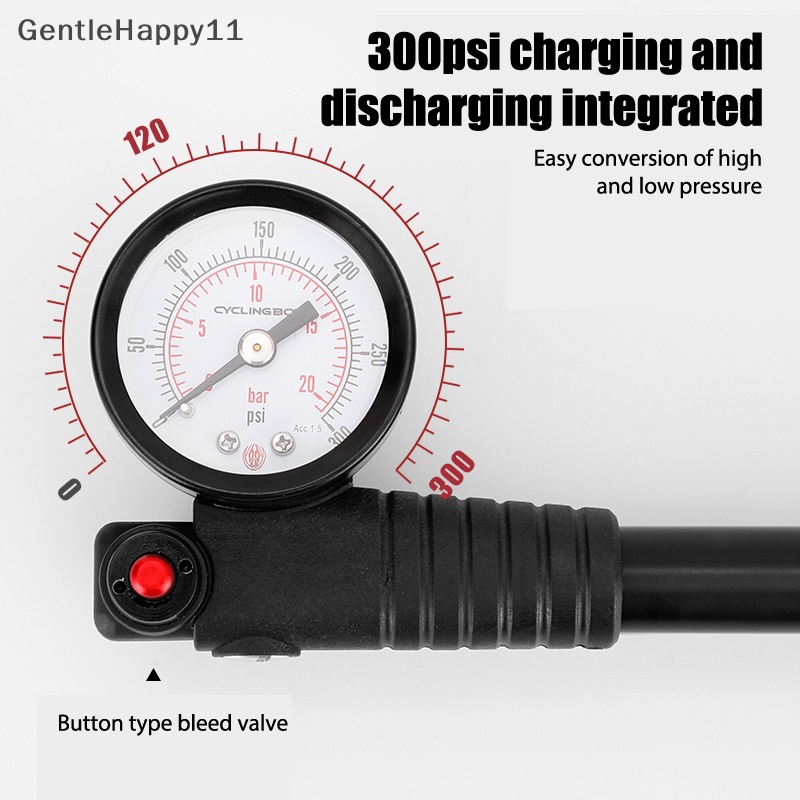 Gentlehappy Pompa Angin Sepeda 300psi Portabel Tekanan Tinggi Dengan Gauge Untuk Garpu &amp; Shock Absorber id