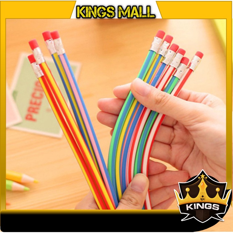 

KINGS - S5862 Pensil Gulung Unik Lucu / Pensil Flexsible Lentur / Alat Tulis Sekolah / Pencil Anak Karet Inul Warna-Warni