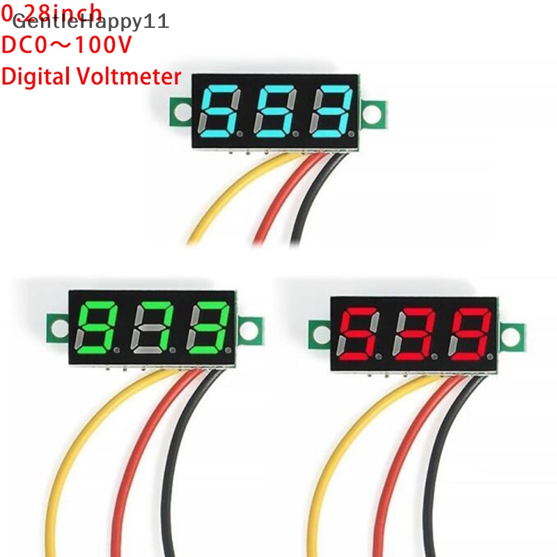 Gentlehappy DC 0-100V Kabel LED 3-Digital Mini Voltmeter Meter Display Voltage Panel Tester id