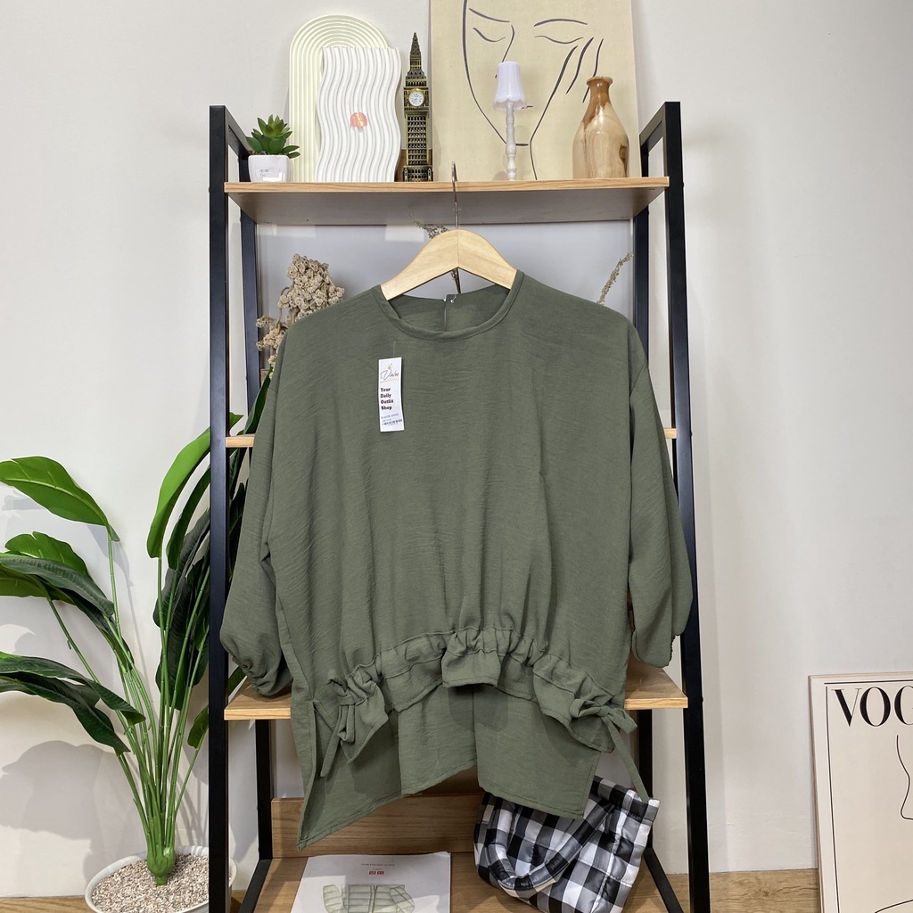 BEFAST - ZEC OOTD WANITA BLOUSE LENA / Jennie Blouse CRINCLE JUMBO / Atasan Wanita Lengan Panjang / Fashion Wanita Remaja Casual / Blouse Wanita Model Terbaru / Outfit Daily Wanita Kerja Terlaris / Pakaian Kekinian Remaja ABG / Blouse Polos Formal