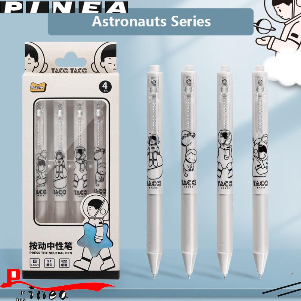 Nanas 4PCS /Set Gel Pens Mutil-styles Alat Tulis Astronot Press Type Signature Pen