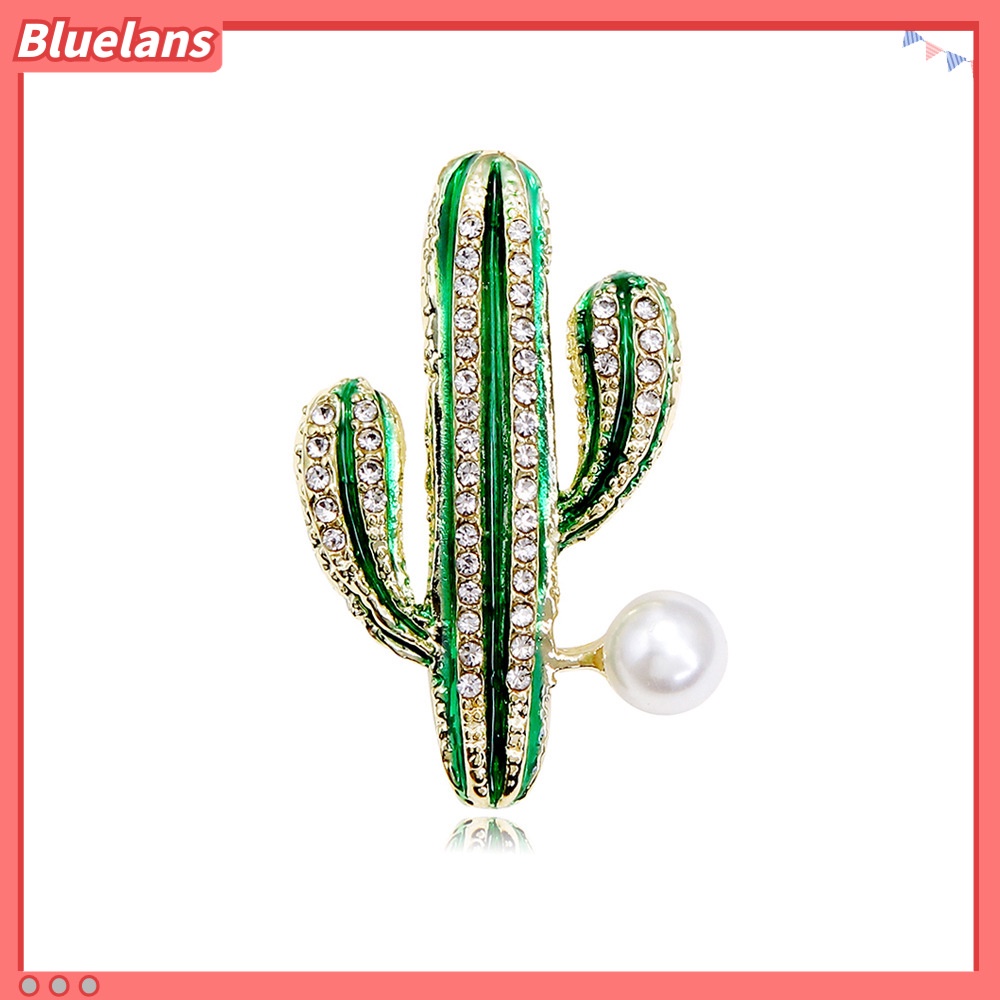 [BLS] Kaktus Bros Kreatif Mode Suasana Bertabur Berlian Mutiara Temperamen pin Pakaian Korsase
