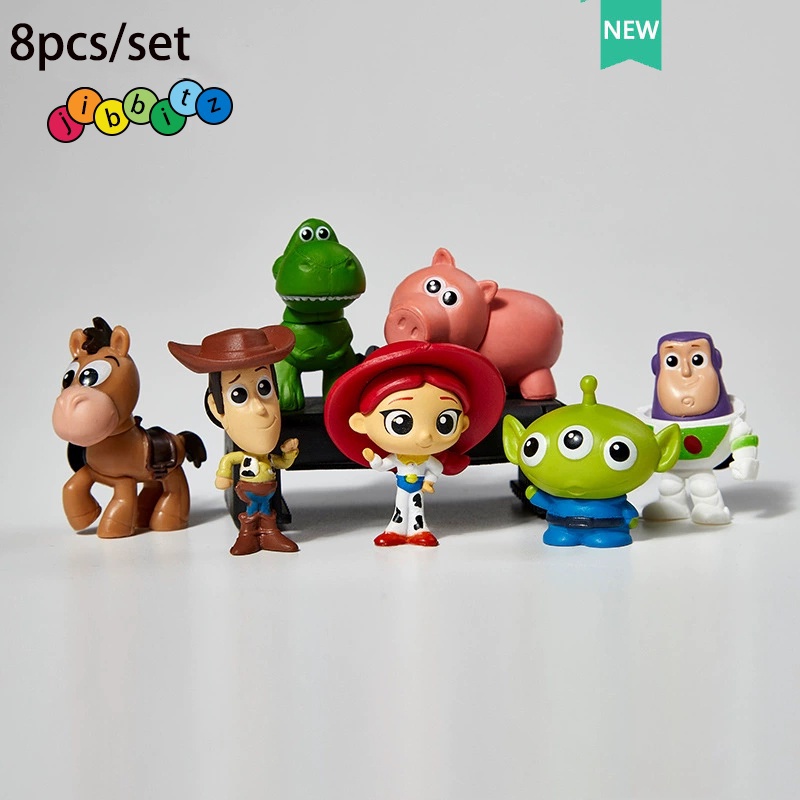 Ready Stocks Toy Story Anime Figure Buzz Lightyear Jessie Woody Alien Manyo Ornamen Desktop Penggemar PVC Koleksi Boneka Mainan Ulang Tahun 8pcs /set