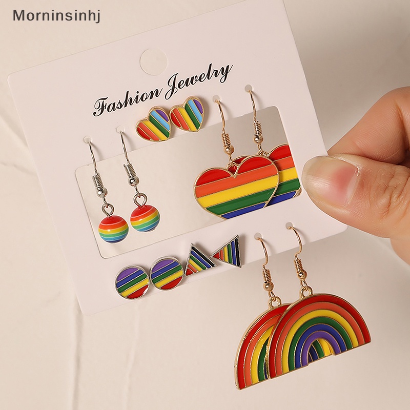 Mornin 1Set Kreatif Ins Gaya Hujan Menjuntai Anting Paduan Ringan Drip Minyak Cinta Hati Telinga Studs Untuk Wanita Fashion Perhiasan Hadiah id