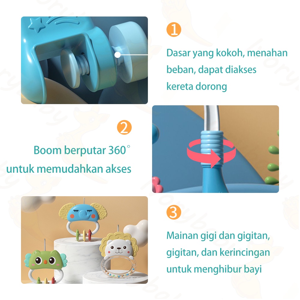 Ivorybaby Crib bell toys Mainan bayi gantungan musik putar pakai bateraii Kasur mainan bayi