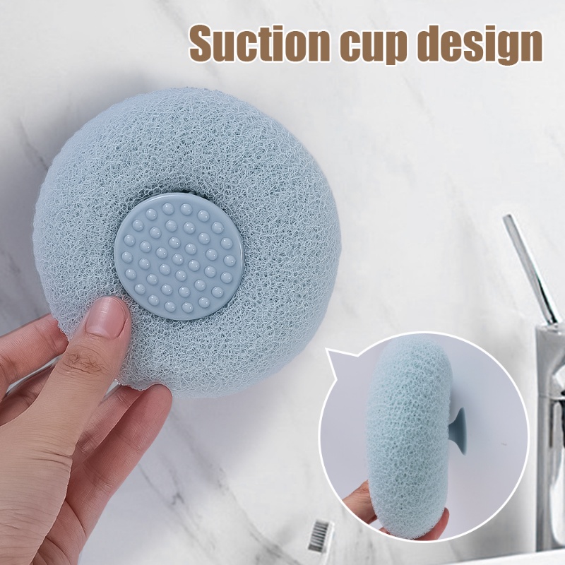 Loofah Bath Ball with Suction Cup /Nylon Bunga Mandi Nyaman /Antibacterial Body Cleaner Exfoliat Scrubbers/Sikat Pembersih Pijat Tubuh Jepang/Aksesoris Kamar Mandi