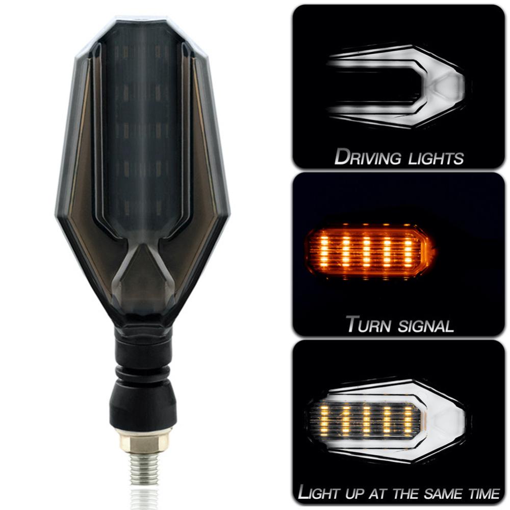 Openmall 2Pcs Lampu Sinyal Belok Motor LED Flasher Blinker Dual Colors Amber Signals Daytime Light Moto Indikator Aksesoris Lampu K2Q8