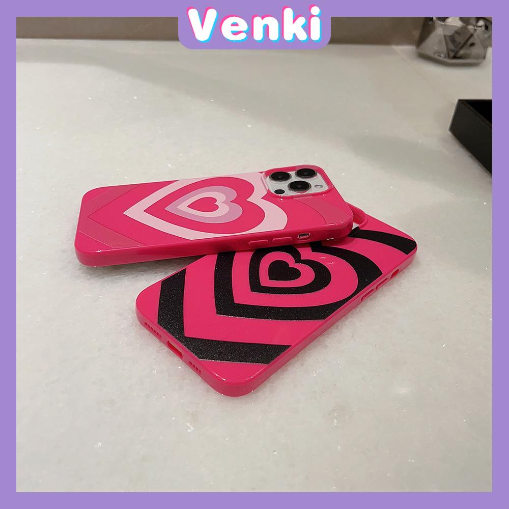 VENKI - Untuk iPhone 11 iPhone Case Hitam Merah Muda Mengkilap TPU Lembut Tahan Guncangan Perlindungan Kamera Hati Sederhana Kompatibel dengan iPhone 14 13 Pro max 12 Pro Max xr xs max 7Plus 8Plus