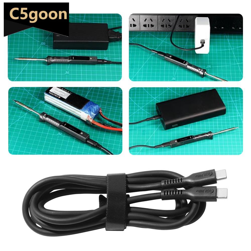 C5goon PD 240W 5A Tipe C Ke Tipe C Kabel Cas Untuk Telepon Laptop Solder Listrik Iron Kawat Tahan Panas Aksesoris Quick Charge Kabel L1Y2