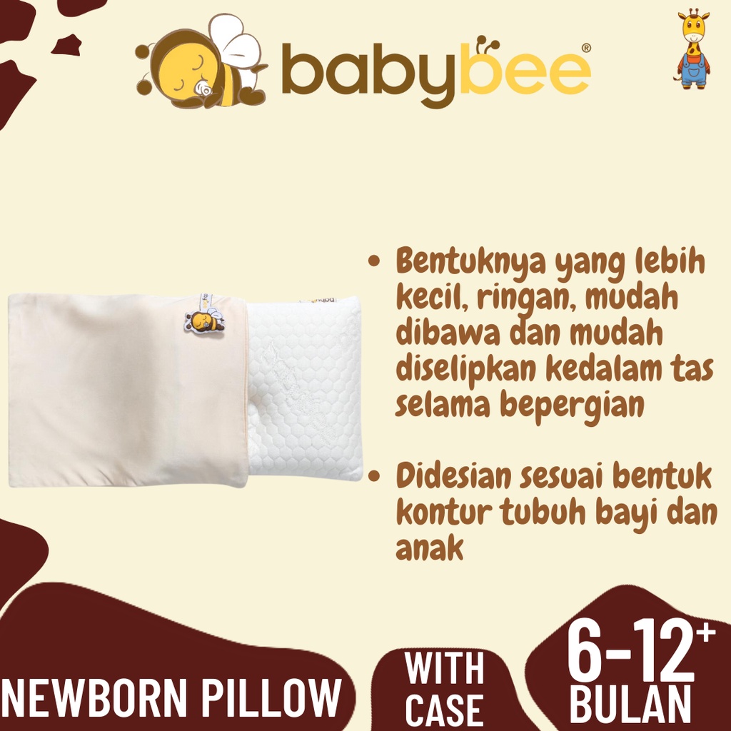 Babybee Newborn Pillow W/Case - Bantal Bayi Latex / Bantal Peang