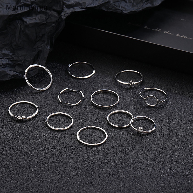 Mornin 11Pcs /Set Bohemian Open Adjustable Rings Cincin Untuk Wanita Perhiasan Cincin Set Ulang Tahun Anniversary Hadiah id